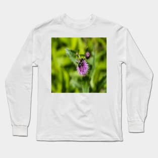 A Bee on a Purple Flower Long Sleeve T-Shirt